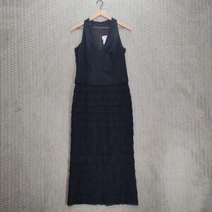 Daymor Couture Black Tiered Maxi Dress -Sz 6